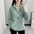 thumbnail image 1 of yardsong Women's Lightweight Full Zip Soft Polar Fleece Jacket Long Sleeve Stand Collar Outdoor Coat with Zipper Pockets Sport Jackets Mint Green,XXL, 1 of 7