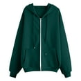 thumbnail image 1 of yardsong Women's Oversized Zip Up Hoodie Fleece Vintage Y2K Jacket Drawstring Long Sleeve Lightweight Casual with Pockets Army Green,S, 1 of 4