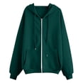 thumbnail image 1 of yardsong Women's Oversized Zip Up Hoodie Fleece Vintage Y2K Jacket Drawstring Long Sleeve Lightweight Casual with Pockets Army Green,XXL, 1 of 4