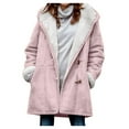 thumbnail image 1 of yardsong Women's Pea Coats for Winter Hoodies Fleece Jackets Soft Fuzzy Long Outwear Casual Sherpa Jacket Horn Button Overcoats Pink,XXXXXL, 1 of 8