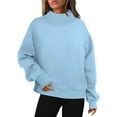 thumbnail image 1 of yardsong Women's Plain No Hood Long Sleeve Pullover - Oversized Mock Neck Fall Turtleneck Light Blue,L, 1 of 9
