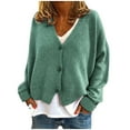 thumbnail image 1 of yardsong Women's Vintage Preppy Cable Knit Cardigan Sweater Casual Plain Artistic Aesthetic Oversized Crop Jacket Cardigans Outwear Top Green,M, 1 of 9