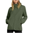 thumbnail image 1 of yardsong Women's Waterproof Hooded Jacket Lightweight Fall Softshell Rain Coat Zip Up Windbreaker Outdoor Casual Outerwear 2025 Army Green,L, 1 of 8