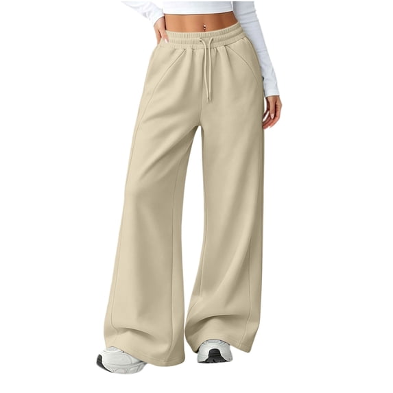yardsong Women's Wide Leg Oversized Sweatpants High Waisted Drawstring Baggy Lounge Pant Gym Athletic Sweatpant with Pockets 2026 Beige,M