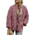 thumbnail image 1 of yardsong Womens Dolman Lightweight Quilted Jackets Zip Up Long Sleeve Puffer Padded Coat Loose Fit Winter Warm Outerwear with Pockets Pink,S, 1 of 8