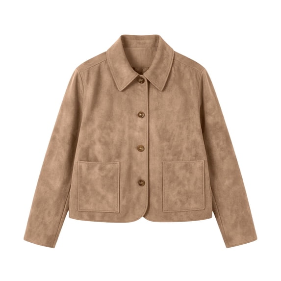 yardsong Womens Faux Suede Bomber Jacket Button Up Shacket Cropped Lightweight Fall Dressy Casual Lapel Bomber Jackets 2026 Khaki,M