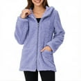 thumbnail image 1 of yardsong Womens Fleece Zip Up Jacket Oversized Long Sherpa Hoodie Soft Comfy Warm Fuzzy Fall Winter Outerwear Coat with Pockets Purple,L, 1 of 7