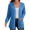 thumbnail image 1 of yardsong Womens Lightweight Cardigan Soft Comfy Fall Long Sleeve Open Front Casual Sweater Cardigans with Pockets Solid Outwear Blue,S, 1 of 8