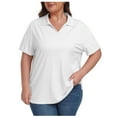 thumbnail image 1 of yardsong Womens Plus Size Golf Shirts Collared Tennis Workout Tops Loose Short Sleeve V-Neck Quick-Dry UPF 50+ Side Split Summer Tee White,XXL, 1 of 8
