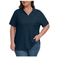 thumbnail image 1 of yardsong Womens Plus Size Golf Shirts Loose V-Neck Short Sleeve Tennis Workout Tops Collared Quick-Dry UPF 50+ Side Split Summer Tee Navy,XXXL, 1 of 8