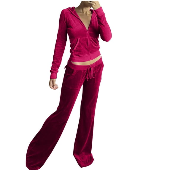 yardsong Womens Velour Sweatsuits 2 Piece Tracksuit Sets Full Zip Cropped Hoodie Sweatshirt Jacket Flares Pants Leisure Jogger Outfits 2025