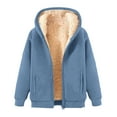 thumbnail image 1 of yardsong Womens Zip Up Hoodies Jackets Sherpa Lined Fleece Thermal Jacket Full Zip Winter Warm Casual Thick Coats with Pockets 2025 Blue,XXL, 1 of 9