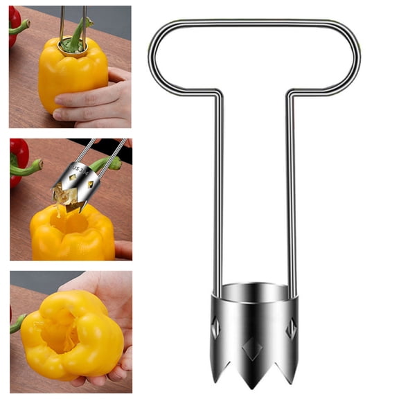yatuiex Food Grade 304 Stainless Steel Fruit Corer 6.3"/4.92", Multi-Tooth Core Remover with Dual Size Pitting Heads, Modern Simple Apple Peach Pear Pitter for Kitchen Prep A