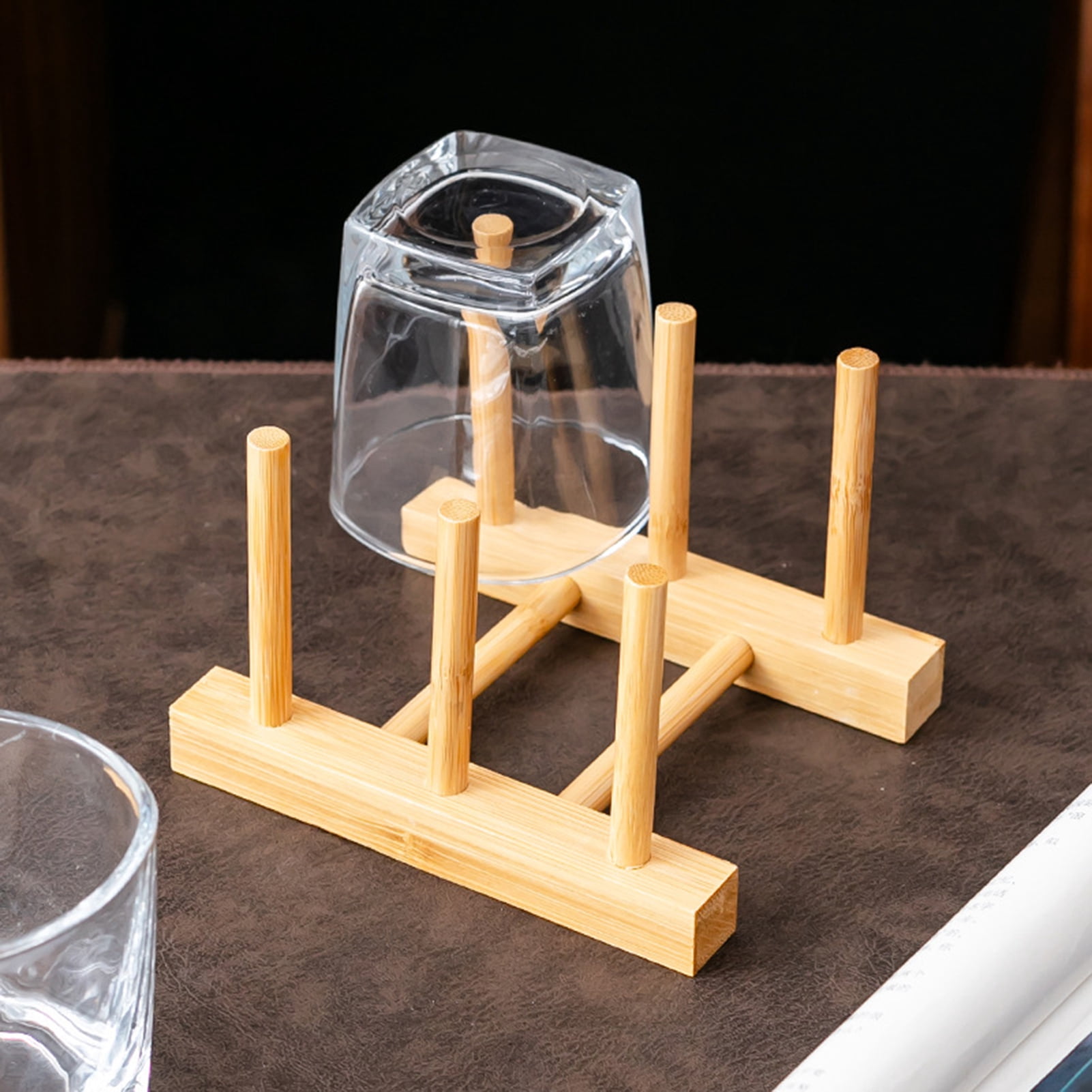 yatuiex Natural Bamboo Water Cup Drain Rack, Multi-Cup Space Saving ...