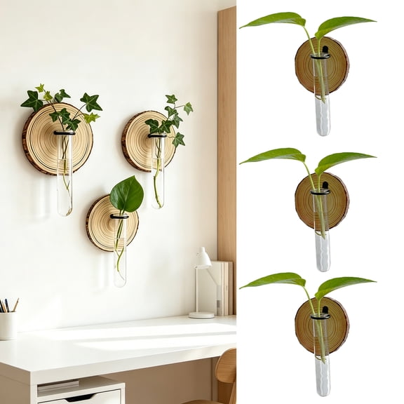 yatuiex No Drill Wall Mounted Clear Plastic Test Tube Vase, Minimalist Hanging Planter for Plant Propagation Flower Home Office Decor 3pcs