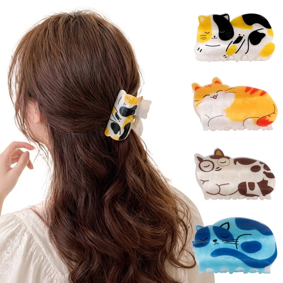 Skhape yatuiex Transparent Acrylic Cat Shape Hair Claw, Mica Luster Widened ...