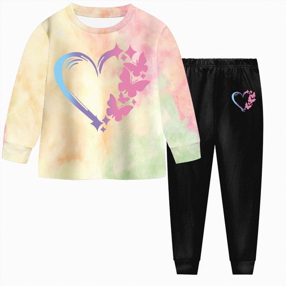 yboeqw 2T-8T Girls Fall Outfit Sets Long Sleeve Cute Printed Sweatshirt Pant 2 Piece Kids' Clothing Sets,Size 8-9 Years