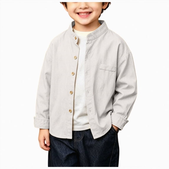 yboeqw 3 6 9 12 18 Months 2t 3t 4t 5t Toddler Boys Shirts Kids Button Down Long Sleeve Jacket Fashion Clothes Outwear(2-3 Years,White)