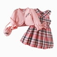 thumbnail image 1 of yboeqw 3Pcs Toddler Girl Clothes Outfit Long Sleeve Ruffle Shirt Cute Dress + Bag Fall Clothing Sets for 18Months-2T 3T 4T 5T,Size 3-4 Years, 1 of 9