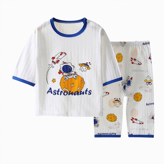 yboeqw Boy 2Pcs Set Fall Outfits Long Sleeve T-Shirt Top Graphic Print Clothing and Elastic Waist Trousers Clothes Blue,Size 3-9 Months