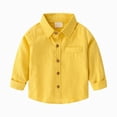 thumbnail image 1 of yboeqw Boys' Casual Shirts Fall Long Sleeve Solid Color Button Down T-Shirt for Kids Regular Clothes 1T 2T 3T 4T 5T(7-8 Years,Yellow), 1 of 8