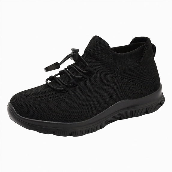 yboeqw Boys Girls Mesh Knit Soft Sole Running Shoes Elastic Lace Up Solid Color Athletic Sneakers Size 2.5