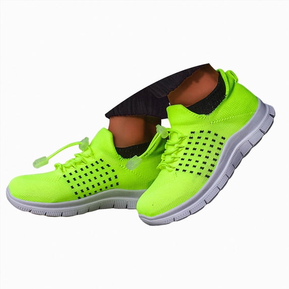 yboeqw Boys Girls Mesh Knit Soft Sole Running Shoes Elastic Lace Up Solid Color Athletic Sneakers Size 3