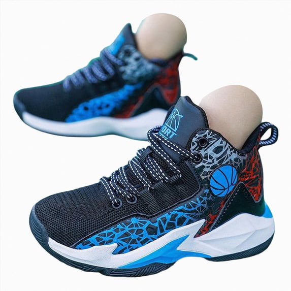 yboeqw Boys High Top Basketball Shoes Kids Lace Up Non Slip Running Sneakers Gym Class Footwear Size 13