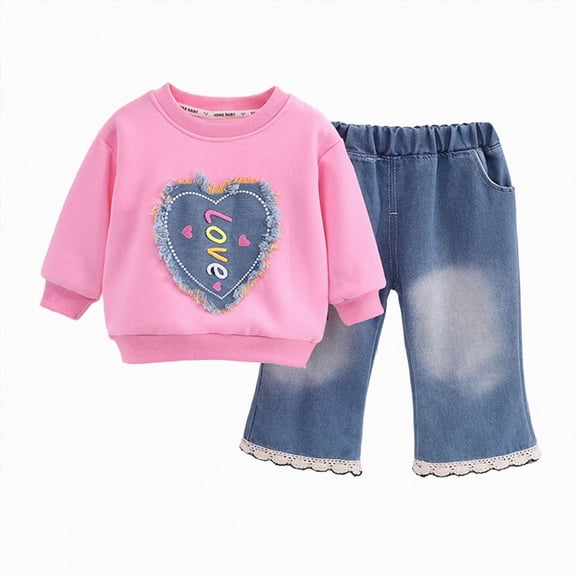 yboeqw Girls Clothes Toddler Fall Outfits Long Sleeve Sweatshirt Pants Set Winter Clothing Sets 8 12 18 Months 2T 3T 4T 5T 6T,Size 4-5 Years