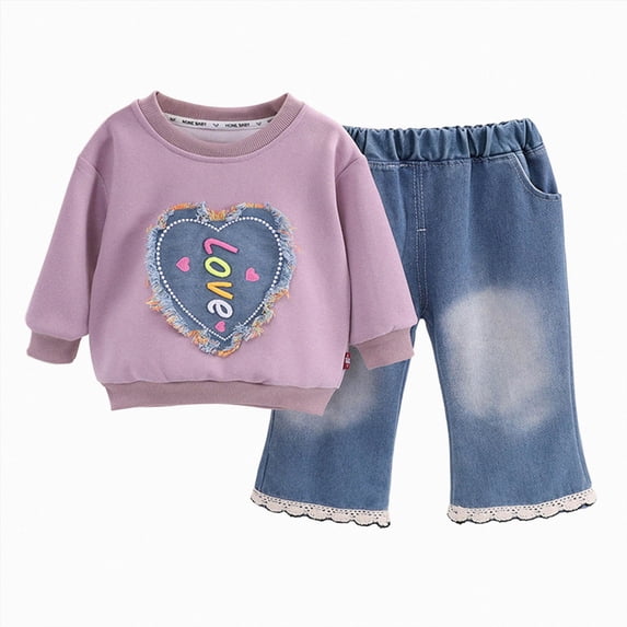 yboeqw Girls Clothes Toddler Fall Outfits Long Sleeve Sweatshirt Pants Set Winter Clothing Sets 8 12 18 Months 2T 3T 4T 5T 6T,Size 9-12 Months