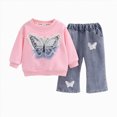 thumbnail image 1 of yboeqw Kids Girl Clothes Girl Long Sleeve Sweatshirt Pullover Tops + Denim Pants Fall and Winter Outfit Set,Size 1-2 Years, 1 of 5