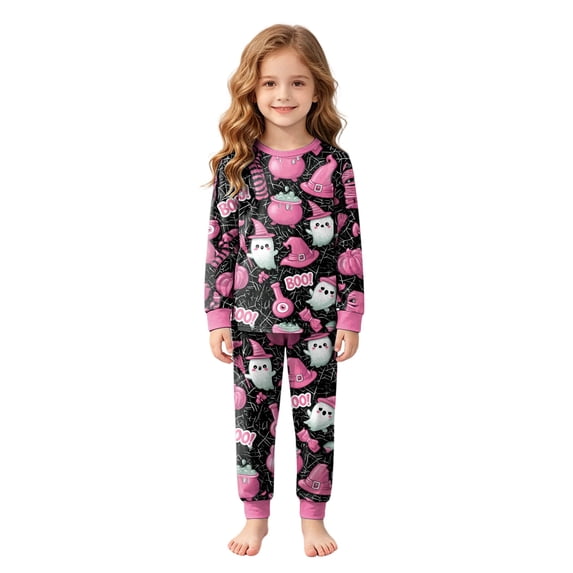 yboeqw Kids Pajamas for Girls Skeleton Comfort Sleepwear Pjs Toddler Clothes Halloween Pumpkin Outfit Set 2t 3t 4t 5t 6t 7t(2-3 Years,Hot Pink)