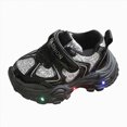 thumbnail image 1 of yboeqw Little Girls Hook and Loop Light‑Up Sneakers Glitter Patchwork Upper LED Flashing Sole Lightweight Non‑Slip Chunky Athletic Shoes for Little Girls, 1 of 8