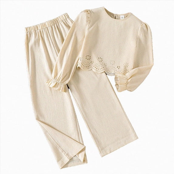 yboeqw Teen Girls Top and Pants Outfit Sets Outdoor Wear Long Sleeve Solid Color Trendy 2 Piece Clothes,Size 7-8 Years