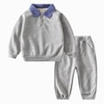 thumbnail image 1 of yboeqw Toddler Baby Boys Fall Outfits Clothing Long Sleeve Solid Color Collar T-Shirt Tops & Pant Sets 2Pcs Boys Winter Clothes for 1t 2t 3t 4t 5t 6t Grey,Size 8-9 Years, 1 of 6