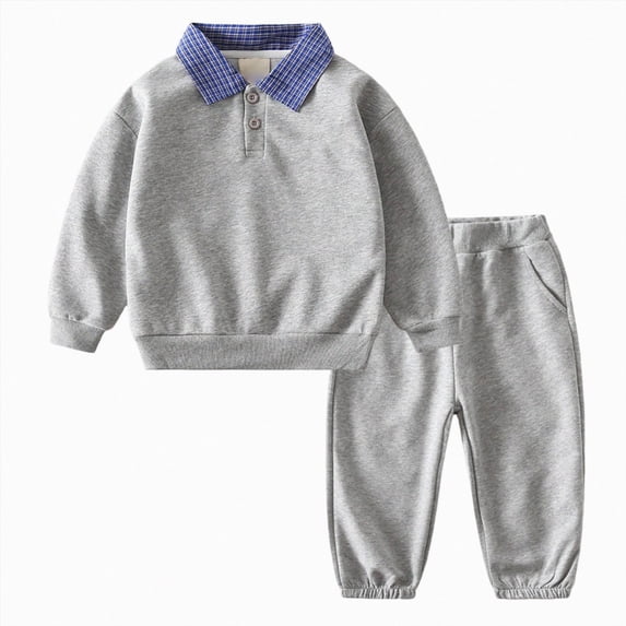yboeqw Toddler Baby Boys Fall Outfits Clothing Long Sleeve Solid Color Collar T-Shirt Tops & Pant Sets 2Pcs Boys Winter Clothes for 1t 2t 3t 4t 5t 6t Grey,Size 8-9 Years