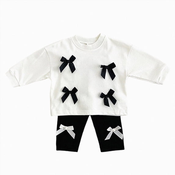 yboeqw Toddler Girl Clothes Sets 2Pcs Cute Print Fall Outfit for Little Girls Long Sleeve Top & Pants for 9 12 Months 2T 3T,Size 6-9Months