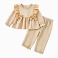 thumbnail image 1 of yboeqw Toddler Girls 2Piece Outfits Cute Baby Girl Plaid Print Long Sleeve Pant Set Flower Ruffle Top,Size 3-4 Years, 1 of 6