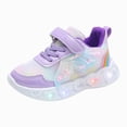 thumbnail image 1 of yboeqw Toddler Girls LED Light‑Up Casual Shoes Butterfly Sequin Ornament Hook‑and‑Loop Sneakers Flashing Heart‑Shaped Sole Lightweight Non‑Slip Walking Shoes for Little Girls, 1 of 6