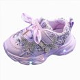 thumbnail image 1 of yboeqw Toddler Girls LED Light‑Up Casual Shoes Sequin Bow Ornament Hook‑and‑Loop Sneakers Flashing Sole Lightweight Non‑Slip Walking Shoes for Little Girls, 1 of 7