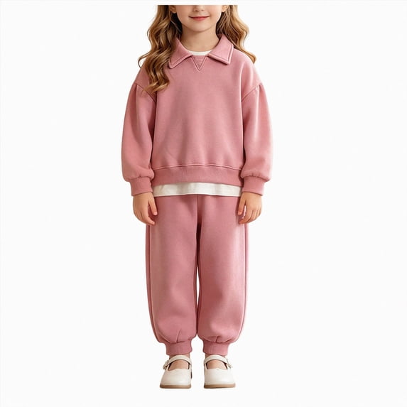 yboeqw Toddler Girls Outfits Fall Winter 3 6 9 12 18 Months 2T 3T 4T Girls Clothing Sets Long Sleeves Collared Top Pants 2Pcs Sets Autumn Winter,Size 1-2 Years