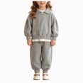 thumbnail image 1 of yboeqw Toddler Girls Outfits Fall Winter 3 6 9 12 18 Months 2T 3T 4T Girls Clothing Sets Long Sleeves Collared Top Pants 2Pcs Sets Autumn Winter,Size 1-2 Years, 1 of 4