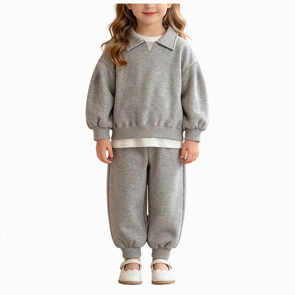 yboeqw Toddler Girls Outfits Fall Winter 3 6 9 12 18 Months 2T 3T 4T Girls Clothing Sets Long Sleeves Collared Top Pants 2Pcs Sets Autumn Winter,Size 1-2 Years