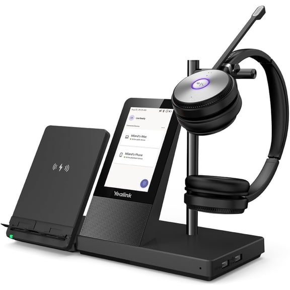 Yealink WH66 Dual Teams Wireless Headset with 4" Screen, 525ft Range, Full-Duplex Speaker, 14h Talking