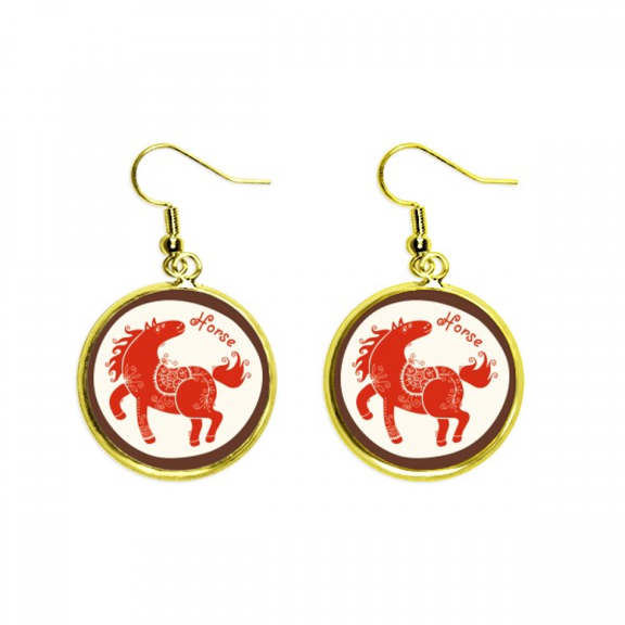year of horse animal china zodiac red earring dangle en drop earring jewelry woman
