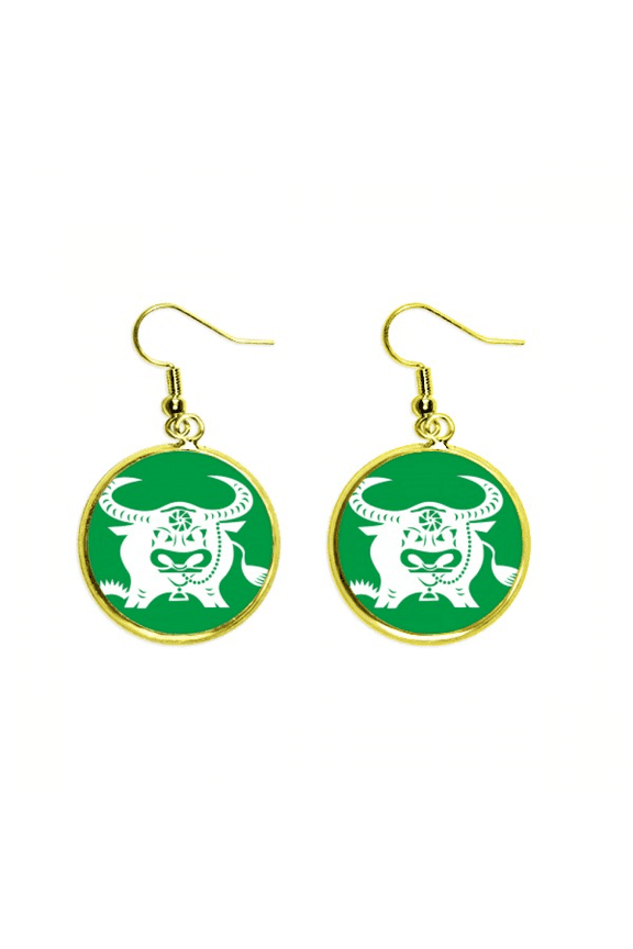 year of ox animal china zodiac pattern earring dangle en drop earring jewelry woman