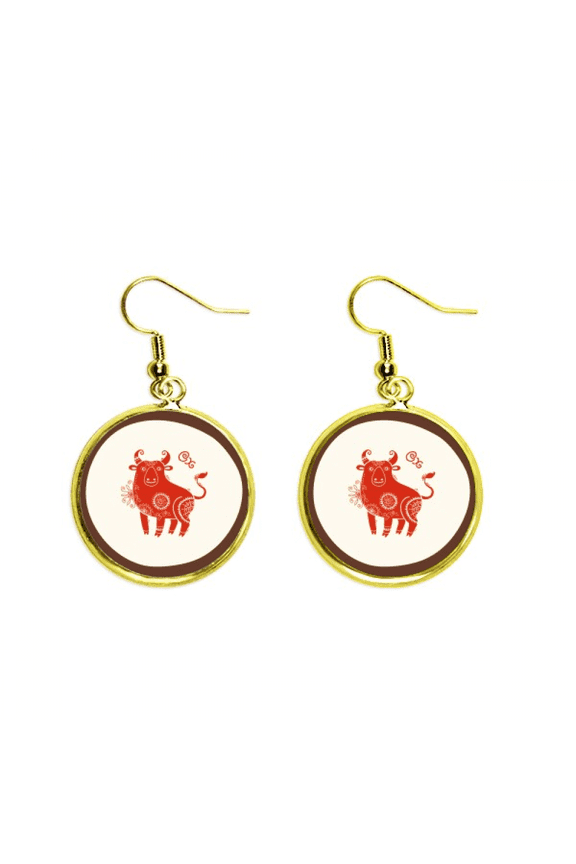 year of ox animal china zodiac red earring dangle en drop earring jewelry woman