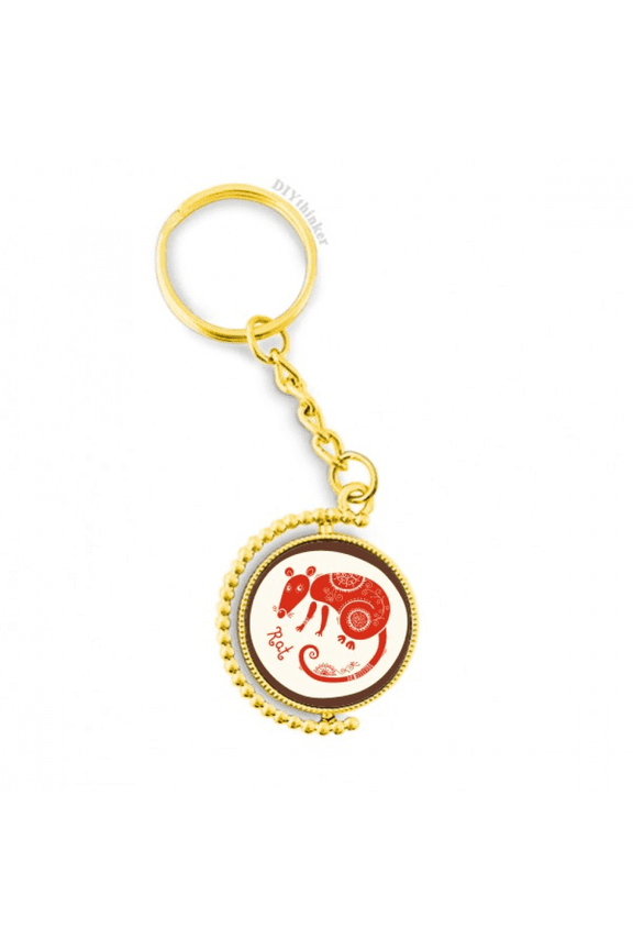 year of rat animal china zodiac red metal connector key chain  accessory en keyholder