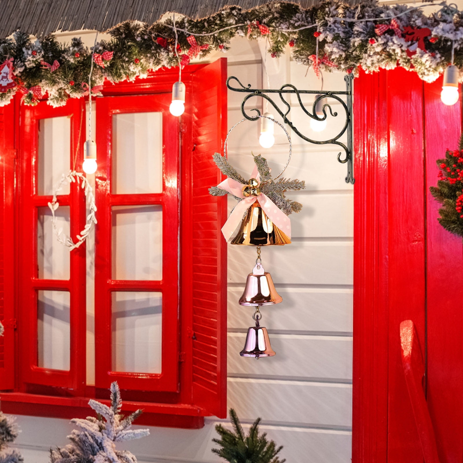 yegeUY Christmas Tree Ornaments Bell Pendant Wrought Iron Christmas