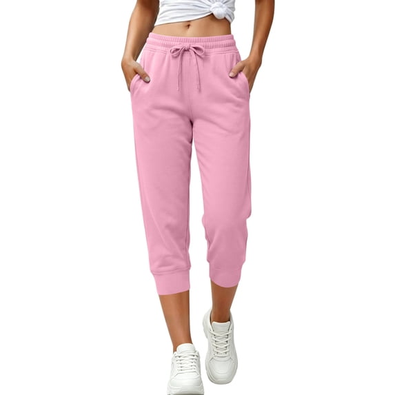yeiolnoer Capri Pants for Women Drawstring Elastic High Waisted Capris Soft Comfortable Sweatpants for Running Athletic Workout